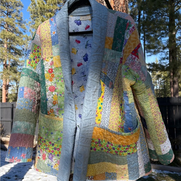 Upcycled quilted swing style Colorful Patchwork Quilted Jacket - Picture 3 of 11